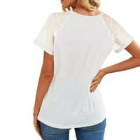 Bigersell Dame Ljetni vrhovi Ženska povremena majica V-izrez Majica Loose Čipka s kratkim rukavima Bluza