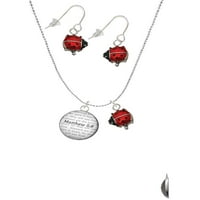 Delight nakit silvertone Matthew 5: Red Lucky Ladybug ogrlica i viseći naušnice