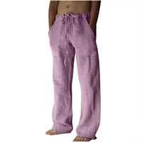 Edvintorg Muški pamuk i posteljina elastična struka prozračne ugodne pantalone za lagane pantalone u