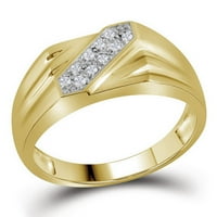 Yellow-ton Sterling srebrna mens okrugla prong-set Diamond Dvostruki prsten CTTW