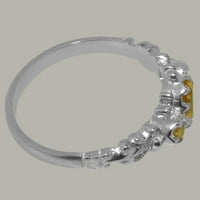 Britanci napravio 14k bijelo zlato Real Pravi citrinski ženski Obećani prsten - Veličine opcije - Veličina