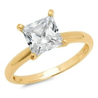 0. CT sjajna princeza Clear Simulirani dijamant 18k žuti zlatni pasijans prsten sz 10