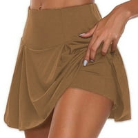 Ženska ljetna plus veličina casual joga kratke hlače labava vježba elastični struk teniske suknje smeđe
