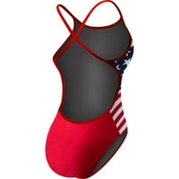 Ženska putni kostim američke zastave Durafast Lite CrossCutfit, mornarska crvena, veličine 28