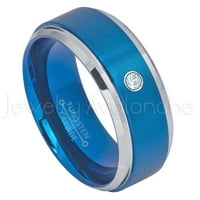 2-tonski plavi IP volfram prsten - 0,07ct pasijans akvamarin prsten - personalizirani vjenčani prsten