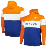 Muškarska nova era Orange Royal Denver Broncos Big & Visoki bacač Colorblock Fleece Raglan Pulover Hoodie