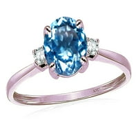 Star K Okrugli originalni plavi Topaz Classic Tri kameno zaručenje obećava vjenčani prsten u KT ruži