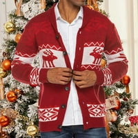 Muški džemper moderan fit jakna kardigan božićni dragulj vrat mens kardigan džemper crveni 3xl