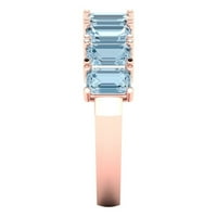 2. CT Sjajni smaragdni rez simulirani plavi dijamant 18k 18K ružičarski zlatni večni bend SZ 4.75