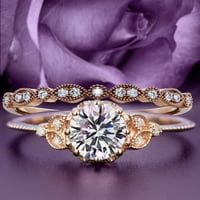 Divan 1. Carat Round Cut Diamond Moissite cvjetni zaručni prsten, antički vjenčani prsten, jedan odgovarajući
