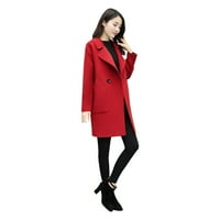 Fanxing Weekly ponude Ženski kaput od vunene kaputa zarez navratnik dugačak jaknu vunena jakna kaput