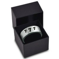 Tungsten Sretni broj Seven bend prstena Muškarci Žene Udobne fit četkani sivi ravni rez crni polirani