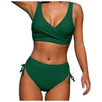 Bikini Split Solid Bool Boolopppy Visoko struk seksi ženski kupaći kupaći kostim zeleni xl