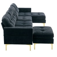 110 oblika konvertibilna kauča kauča sa pomičnim osmanskim, modernim baršunskim sjedištem kaučem sa