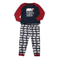 Frobukio Božić Family Roditelj-dijete Cartoon Bear dugih rukava Top hlače Spavaće noćna odjeća PJS Crveni