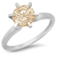 2. CT sjajan okrugli rez CLEAR simulirani dijamant 18k bijeli zlatni solitaire prsten sz 9.5