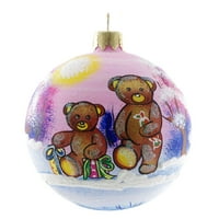 Medvjed mladunče sa poklonima ručno oslikani stakleni božićni ukras