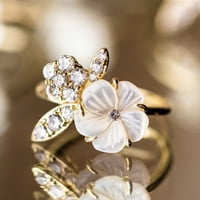 Lowrofile prstenovi za žene Djevojke Vintage Exquisite Flower Diamond Circon nakit Pokloni