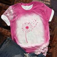 Majica za podizanje raka dojke za žene, ženska ružičasta grafička majica srca casual kratkih rukava