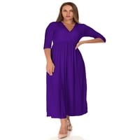 Ženska ležerna pločica zamotavanje duljina maxi haljina, 1x, patlidžan