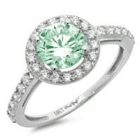 1.86ct okrugli rez zeleni simulirani dijamant 14k Bijelo zlato Graviranje Izjava bridalne godišnjice