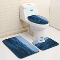 Blu grube morske staklenjeve za kupatilo set Contour prostirki i toaletni poklopac poklopca