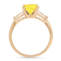 2. CT sjajan okrugli rez sintetički žuti moissine 14k žuto zlato Trobotan prsten s 0,25