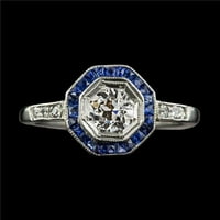 Harry Chad Enterprises Stari rudar Diamond Blue Sapphire Gemstone CT Milgrain Halo prsten, veličina