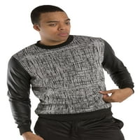 Vibracije muškarci fleece pulover duksevi PU rukav sivi crni 2x-veliki