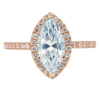 2.38ct Marquise rez plavi simulirani dijamant 18k Gold Gold Anniverment Angagement Halo prsten veličine