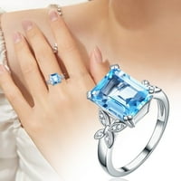 Prstenovi za žene Aquamarine cirkon kvadratni prsten za angažovanje prstene za prstene za prstene za