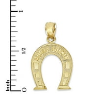 10K pravi čvrsti zlatni poklon za ogrlicu, sretno Horseshoe Charm nakit pokloni za nju