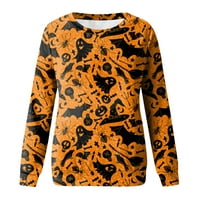 Dukseri za Halloween za žene žene Halloween Print Top bluza narančasta m