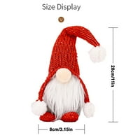 AOZOWIN božićni ukrasi crveni šumski stari muškarac pleteni šešir koji stoji lutka bez lica, božićni
