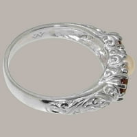 Britanci napravio je 10k bijeli zlatni ženski prsten sa kulturnim prstenom Pearl & Garnet - Opcije veličine