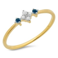 DazzlingRock kolekcija 0. Carat 10k Blue & White Diamond Bridal Angagement Remise Ring CT, Žuto zlato,