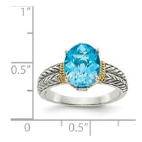 Srebrna srebrna sa realnom 14kt plavom topaz veličini prstena: 8; za odrasle i tinejdžere; Za žene i