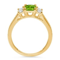 1.82ct smaragdni rez zeleni prirodni peridot 14k žuti zlatni egraviranje izjava godišnjica Angažovanost vjenčanja Trobotna prstena veličine 8.25
