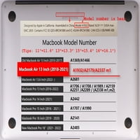 Poklopac tvrdog školjke Kompatibilan je s najnovijim macbook zrakom s mrežnom ekranom i ID dodirom Id