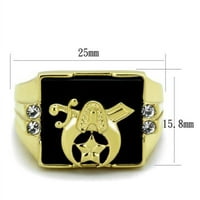 Luxe nakit dizajnira muški zlatni masonski prsten od nehrđajućeg čelika sa jetnim crnim sintetičkim