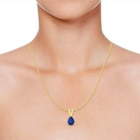0. Carat Pear smaragd 10k bijeli zlatni V-bail pasijans privjesak ogrlica za žene