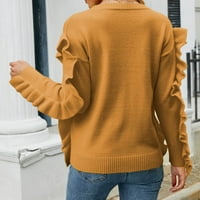 Jesen Zima Plus Veličine džempere za žene, dame i zimske labave gornje boje rukav s dugim rukavima okrugli