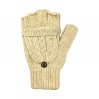 Zimske rukavice bez prstiju kabriolet vunene rukavice za muškarce i žene - topla termalna pletena flip