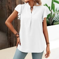 Bijela bluza za žene ženske bluze i vrhove Dressy kratki rukav modni ženski ljetni V-izrez Solid kratkih
