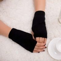 Ruhiku GW Ženska djevojka pletena ruka bez prsta drže tople zimske rukavice mekano toplo Mitten crna