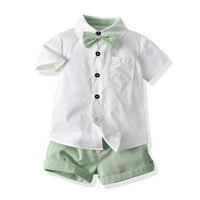 Wavsuf toddler dječački setovi za odjeću udobne luk pamučne hlače kratki rukav zeleni odijelo Postavljene