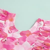 Thefound Ljeto Kids Girls Bikini Set Stripe Strawberry Ananas Dot Fish Scale Animal Flamingo Print Top