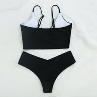 Dva bikinija set za žene dame modne seksi kupaći kostimi duboki V izrez čvrste boje zamotane kostim