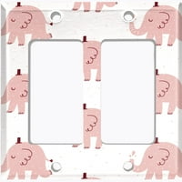 Metalna ploča za prekidač za svjetlo Slatka beba Elephant Pink Zoo006