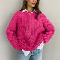 Novi casual labavi lijeni duks za vjetar žene vanjske nošenje pulover dugih rukava okrugli vrat pleteni